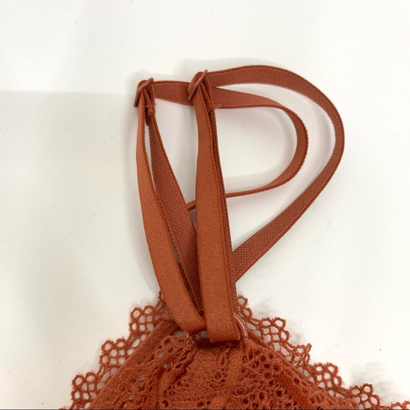 Victoria’s Secret Burnt Orange Flowered Lace Boho Triangle Halter Bralette - Picture 10 of 16